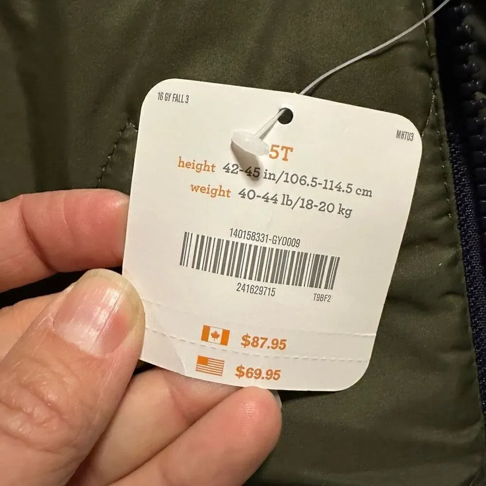 NWT Gymboree green puffer fleece lined jacket 5t